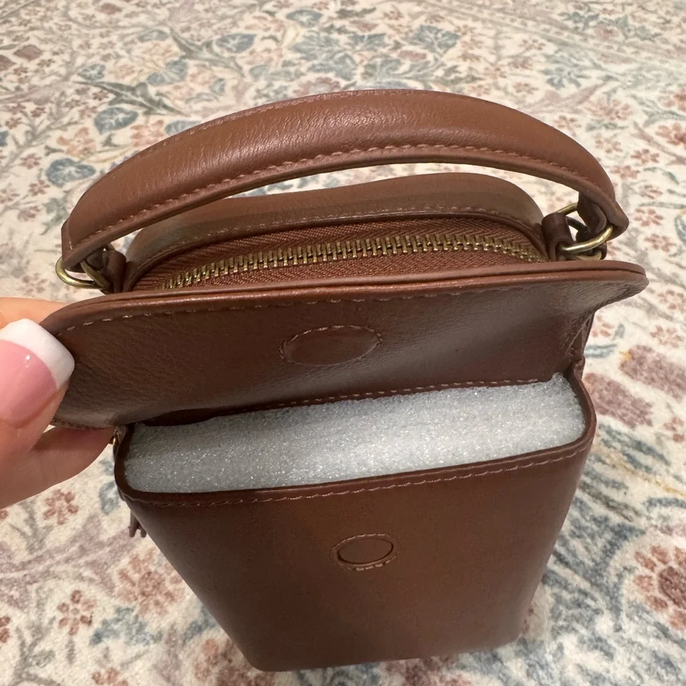 Minooy Naya Coffee-Brown Leather Crossbody Bag - Picture 6 of 16